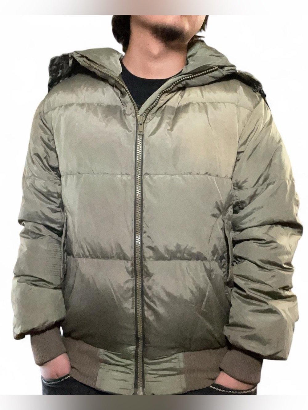 Vintage Gas Collection Duck Down Split‎ Hood Puffer Bomber Jacket